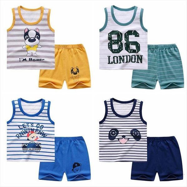 

baby boys girls summer clothes vest+shorts set children cotton clothing toddler kids girls outfits infant boy sportsuits, White