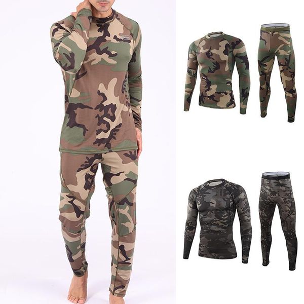

men's thermal underwear male camouflage set winter long johns men sports compression sleeve shirts+leggings fitness tracksuit, Black;white