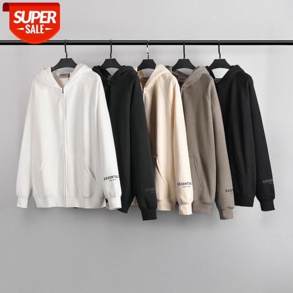 

fwfear of god eentials double street loose hooded zipper sweatshirt jacket #789k, Black