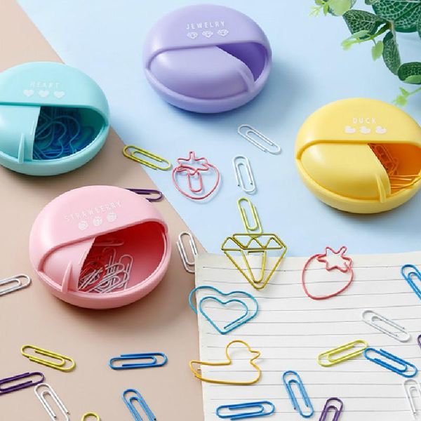 

25pcs clips in a box diy cartoon paper with circle case home office storage bag clip