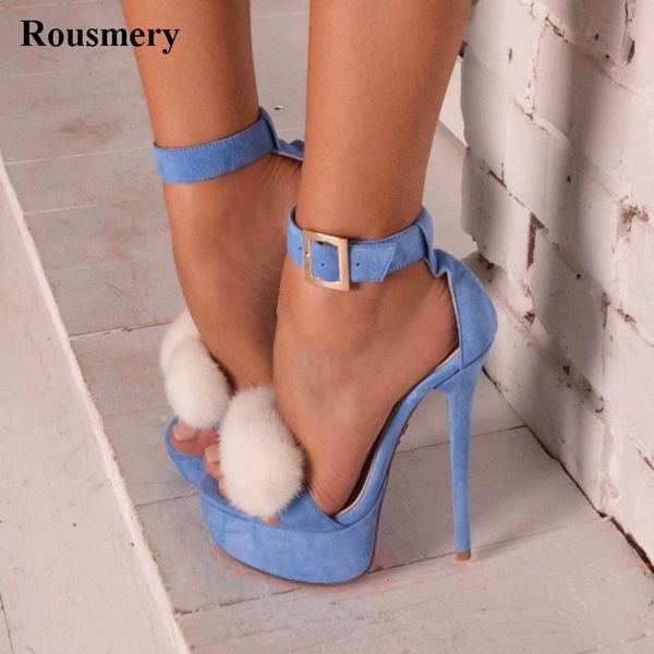 

women fashion open toe blue ankle strap high platform denim sandals summer buckle design heel dress shoes, Black