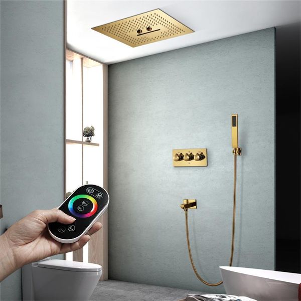 

bathroom shower sets luxurious extra large stainless steel led concealed rainfall constant temperature spray embedded set