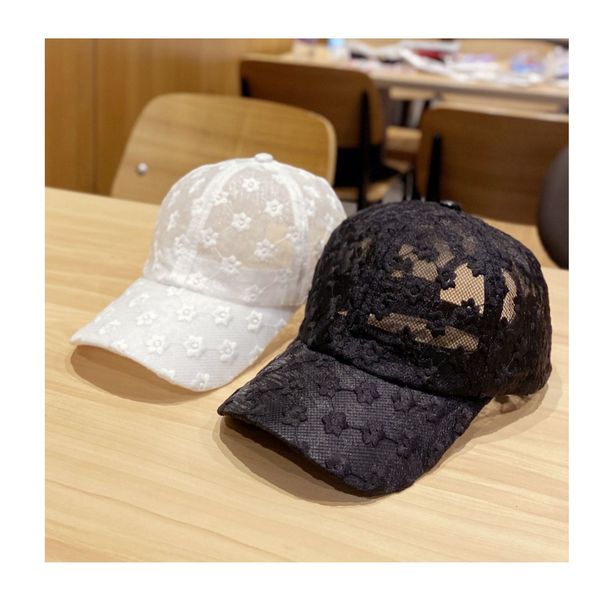 

designers caps hats mens wholesale mesh red chrysanthemum lace breathable baseball cap summer little fresh fashion men and women sun hat, Blue;gray