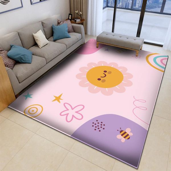 

carpets selling fashion pink happy sunshine children flannel carpet baby play mat rectangular children's