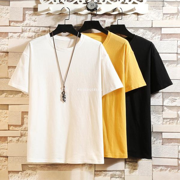 

men's t-shirts fashion short sleeves korea black white red o neck t-shirt cotton 2021 summer clothes tees tshirt plus oversize m-5x, White;black