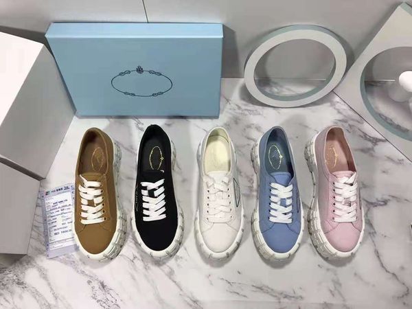

wholesale designer sneakers wheel cassetta flat shoes women fabric runner trainers low casual rise shoe canvas whee stitching lerren trainer, Black