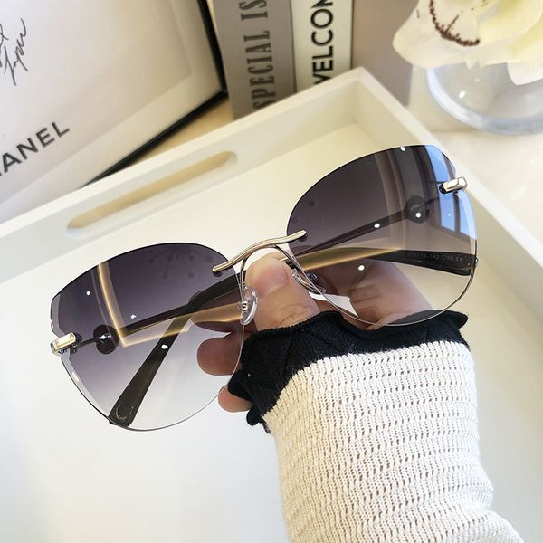 

mens sunglasses sunglasses women oversized cat eye eyewear 2021 gradient brown pink rimless sun glasses for female gift brand designer uv400, White;black