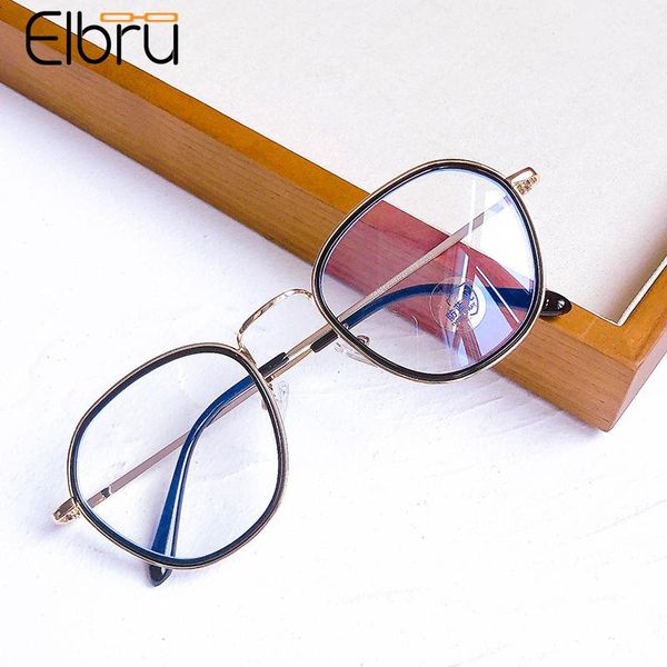

fashion sunglasses frames elbru anti-blue light ultralight plain glasses metal soft clear flat lens spectacles for men and women, Black