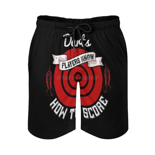 

men's shorts darts-darts players know how to score print swim beach board swimsuit loose trunks breathable dart darts play, White;black