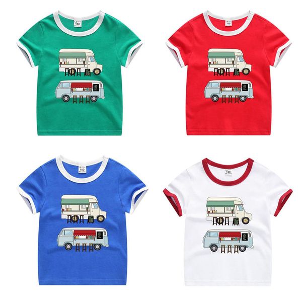 

teenager clothes baby boys summer new casual cartoon print cotton soft short sleeve o-neck t-shirt toddler tees 2-7 years, White;black