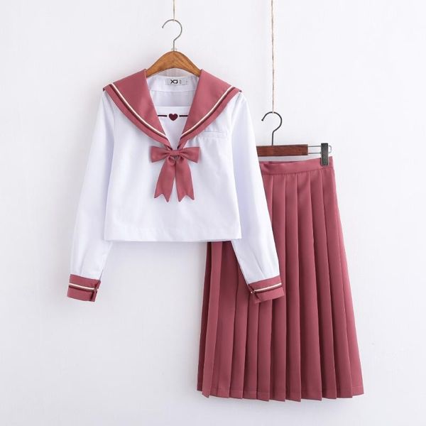 

clothing sets jk uniform pleated skirt genuine autumn spring school suit full set preppy style student outfit eros heart embroidered, White