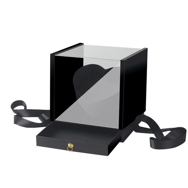 

gift wrap 1 pc flower box happy valentines' day gifts holding high-end full transparent shape with drawer makeup, etc storage