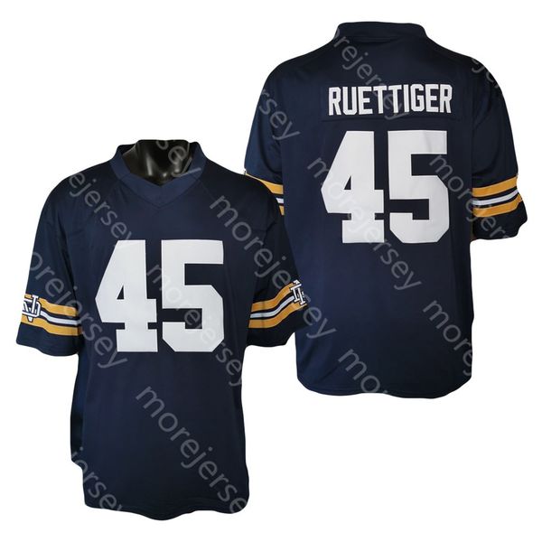 

ncaa college fighting irish football jersey rudy ruettiger blue navy size s-3xl all stitched embroidery, Black;red