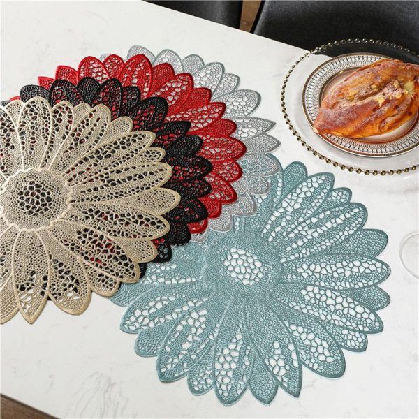 

table runner pvc hollow insulation pad bauhinia anti-slip bowl mat placemat k1mf