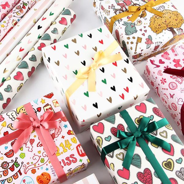 

6pcs/lot 50x70cm love print valentine's day wedding gift wrapping paper handmade diy coated book cover supply other arts and crafts