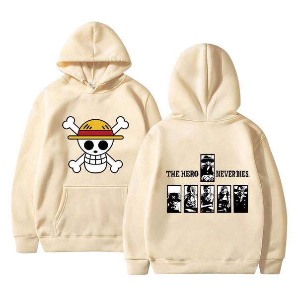 

men's hoodies & sweatshirts one piece harajuku hoodie anime graphic hooded ullzang sweatshirt loose pullover 90s cloth unisex, Black