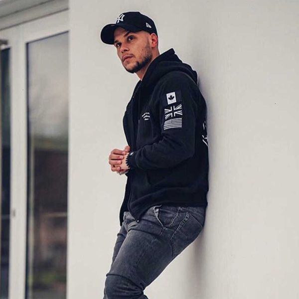 

and men's tracksuits autumn winter muscle brother sport long sleeve pullover loose fitness casual hooded sweater for men, Gray