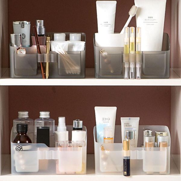 

women cosmetic transparent storage box stationery makeup brush holder portable multifunction plastic boxes & bins