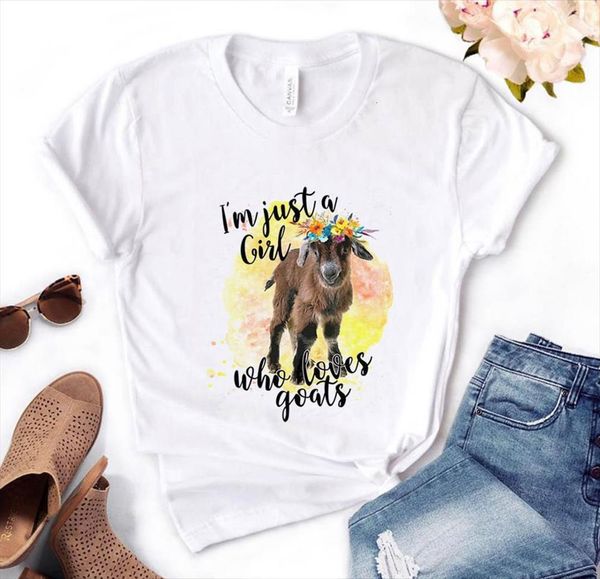 

im just a girl and men t shirts women that goats print cotton casual funny shirt for lady yong top, White;black