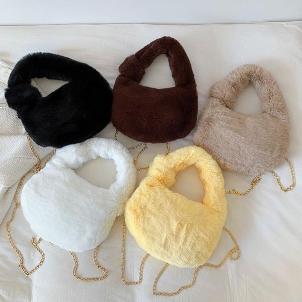

evening bags faux fur bag women winter chain handbag fashion simple soft plush hairy messenger armpit