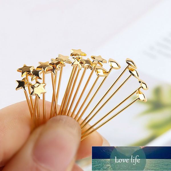 

diy hand jewelry accessories copper plated real gold love pentagram star t-needle jewelry needle earrings material, Golden;silver