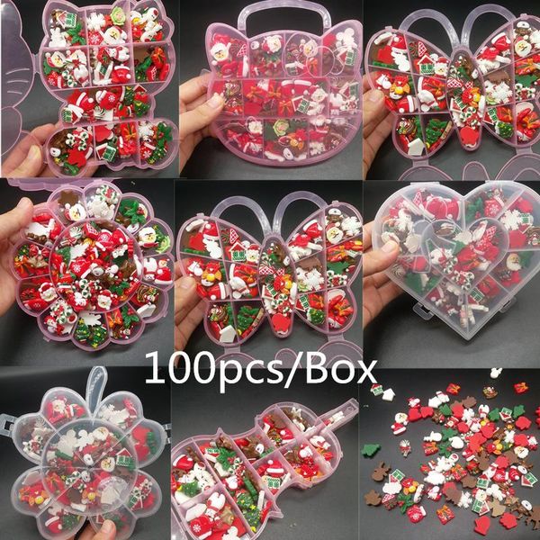 

nail art decorations 100pcs/box designs christmas tree snowflake charms resin diy 3d rhinestones accessories jewelry tools, Silver;gold