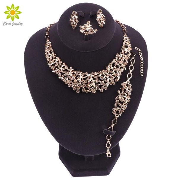 

earrings & necklace elegant bridal jewelry sets 5color crystal bracelets ring wedding for women, Silver