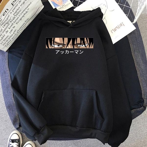 

men's hoodies & sweatshirts harajuku anime attack on titan streetwear printed with pocket long sleeve hoodies. quality hoodie customize, Black
