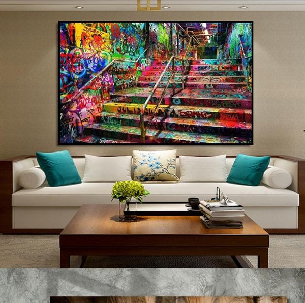 

paintings graffiti canvas artwork street art painting abstract wall modern in livingroom home decor