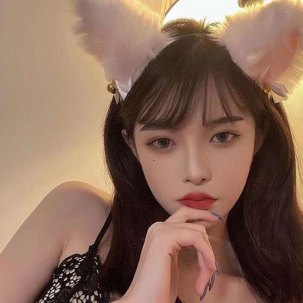 

red cute cat, bell, fun, hair, fox, ears, maid headgear., Black;brown