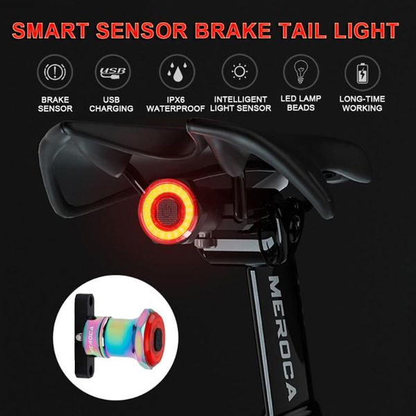 

smart bicycle rear light auto start sbrake sensing ipx6 waterproof cycling mtb tail taillight bike accessories lights