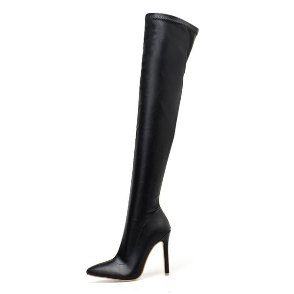 

boots 2021 autumn winter women over the knee high black stilettos heel side zipper long pointed toe shoes