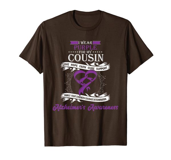 

i wear purple for my cousin alzheimer support shirt, White;black