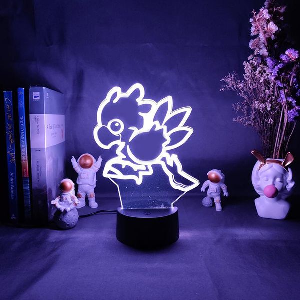 

night lights acrylic 3d lamp final fantasy chocobo 16color changing for game room decor cloud strife light