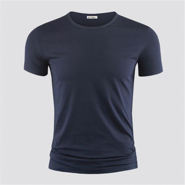 

modal ice silk short-sleeved t-shirt men's summer pure white trend bottoming shirt clothes half-sleeved, Black;yellow