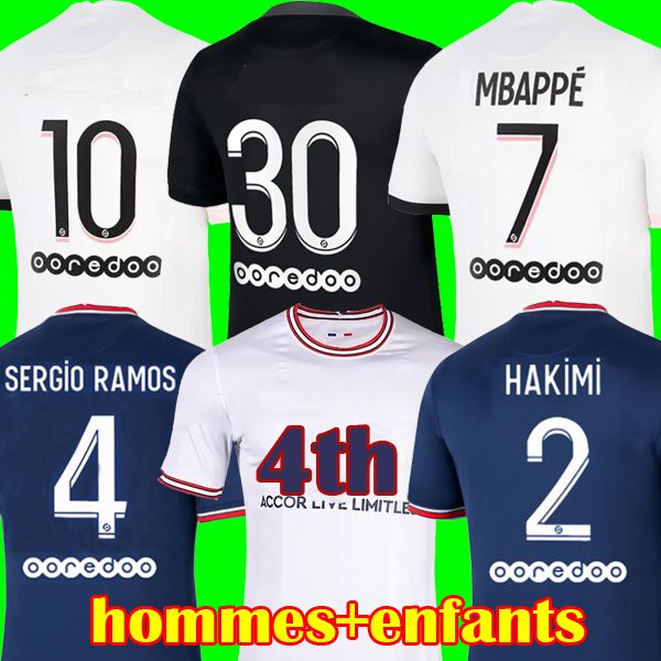 

mbappe messi hakimi soccer jersey sergio ramos 21 22 maillots de football 2021 2022 marquinhos verratti men + kids kit shirt uniforms enfant, Black;yellow