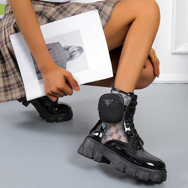 

large thick heel cool martin boots 2021 summer breathable mesh pocket short 43, Black