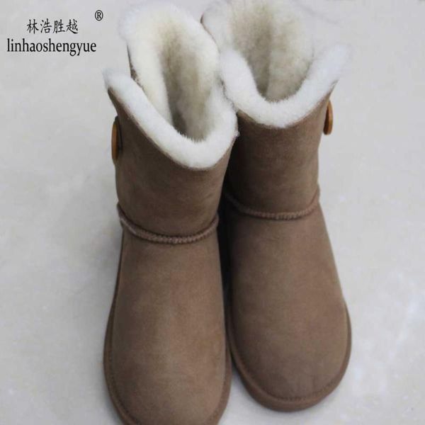 

boots linhaoshengyue warm thick fashion real sheep fur women or shoes suitable for autumn and winter, Black