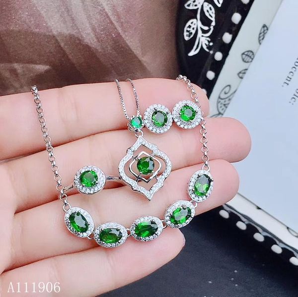 

fine jewelry 925 sterling silver inlaid natural diopside gemstone female pendant ring necklace earrings bracelet set s bracelet, &, Black