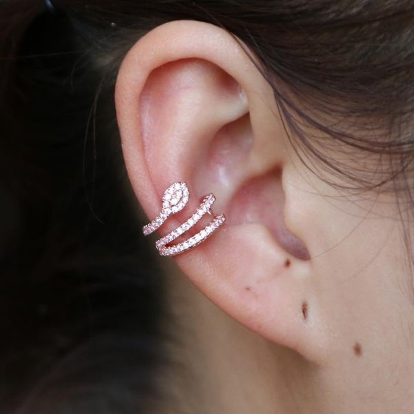 

clip-on & screw back micro pave cz clip ear cuff earring for girl women gift silver rose gold color no piercing fashion jewelry high qaulity