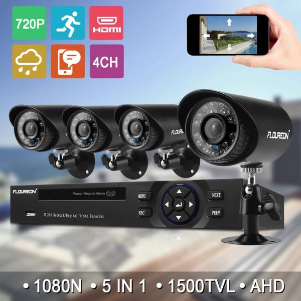 

1080n 5in ahd dvr + 4 outdoor waterproof 1500tvl 1.0mp ir-cut security camera kit cctv systems