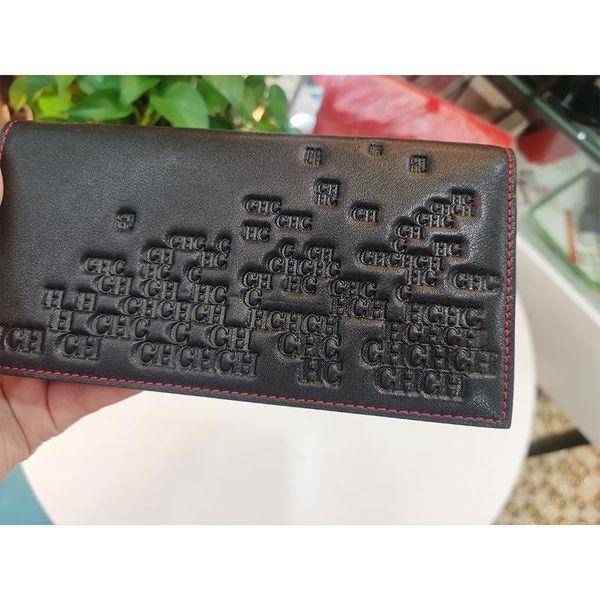 

wallets men and women wallet letter ch long genuine leather, Red;black