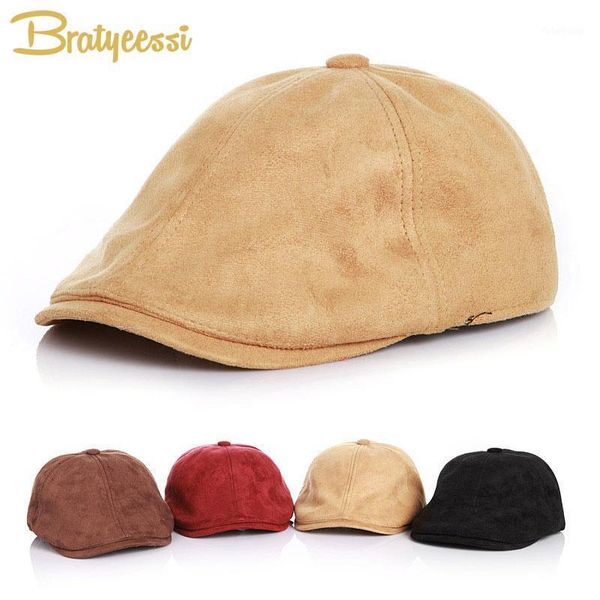

caps & hats vintage suedette beret kids autumn winter baby hat adjustable children cap for girls boys 2-5 years 1 piece1, Yellow