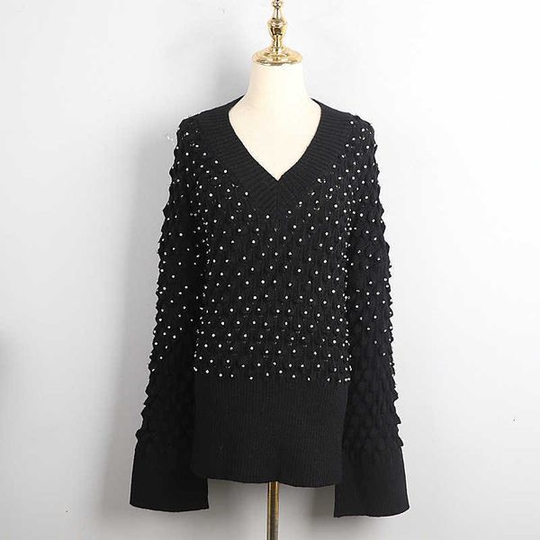 

women's sweaters runway design brand loose thick women autumn winter korean midi hollow black white knit jumper clothes 3hh5, White;black