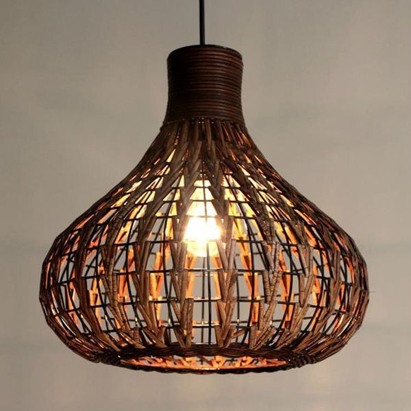 

garden fashion creative simple living room dining bedroom el engineering rattan art chandelier pendant lamps
