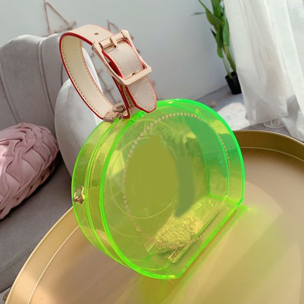 

transparent crossbody cosmetic s round rainbow box chain shoulder bag pvc handbag ladies jelly wallet purse letter printing