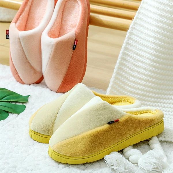 

ariari women indoor slippers warm plush anti slip couples home slides winter shoes men house floor cotton bathroom shoe, Black