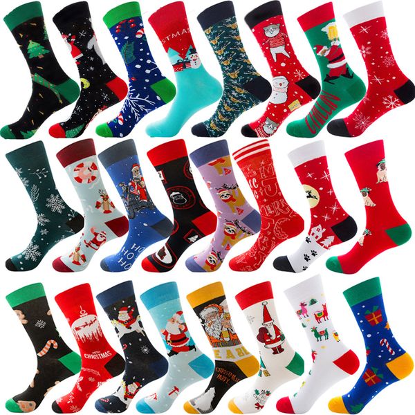 

men socks lover new christmas halloween celebrate santa elk gift party biscuits snow happy funny tide cotton stocking, Black