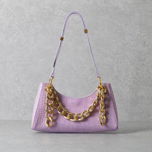 

evening bags fashion women shoulder chain crocodile pattern half moon handbag for quality cow leather bag ladies