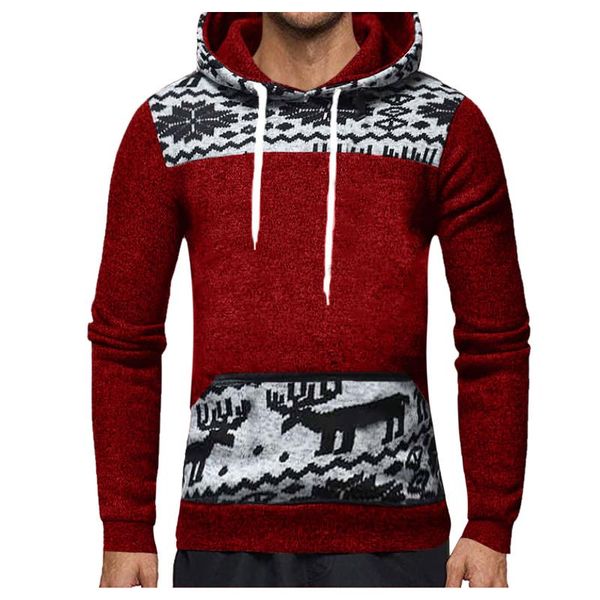 

men's hoodies & sweatshirts christmas hooded lovely deer printing casual winter thicken pullover harajuku sudaderas tracksui homme, Black
